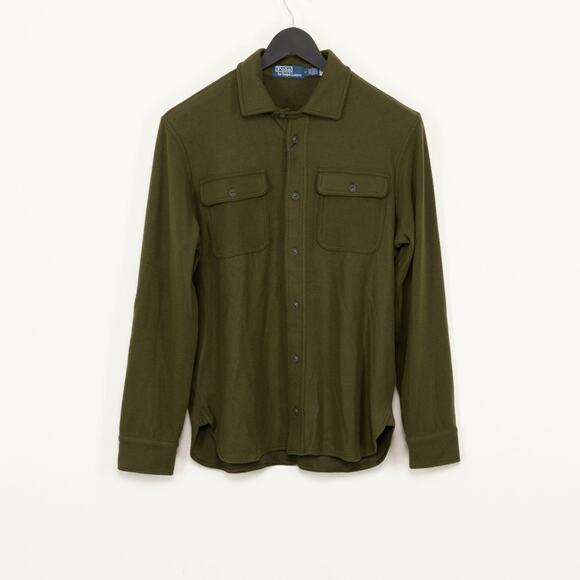Polo Ralph Lauren Men Classic Fit Knit Flannel Workshirt Company Olive Size M - Picture 1 of 5